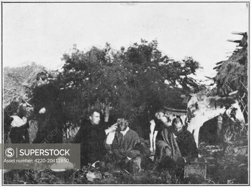 A Priest gives Holy Communion in the open air, at a Ranch (Estancia) in Argentina owned by Cynalewski in the Province of Buenos Aires.     Date: 1906
