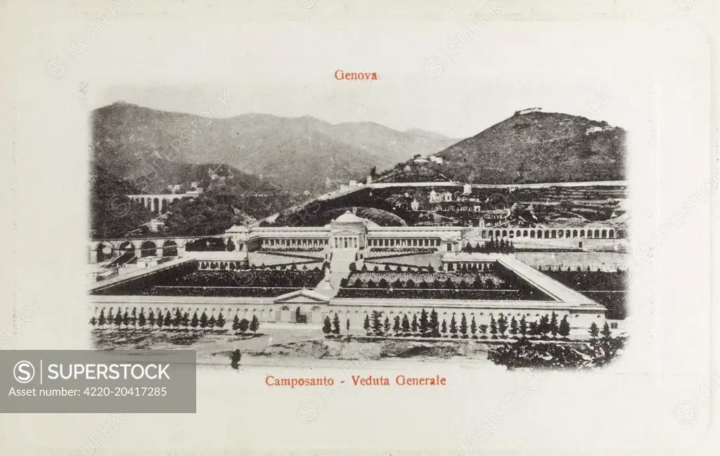 Genoa, Italy - Camposanto (Cemetery / burial ground) - General view     Date: circa 1902