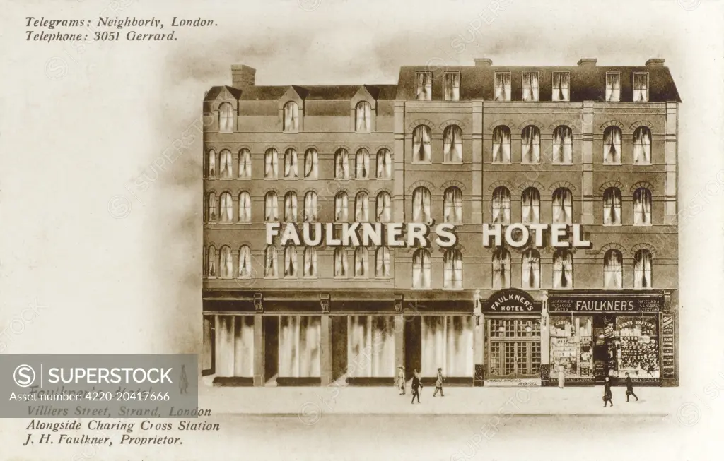 Faulkner's Hotel, Villiers Street, Strand, London     Date: circa 1914
