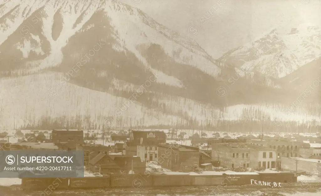 Fernie - a city in the Elk Valley area of the East Kootenay region of southeastern British Columbia, Canada. A centre for coal mining since the late 19th century.     Date: circa 1920s
