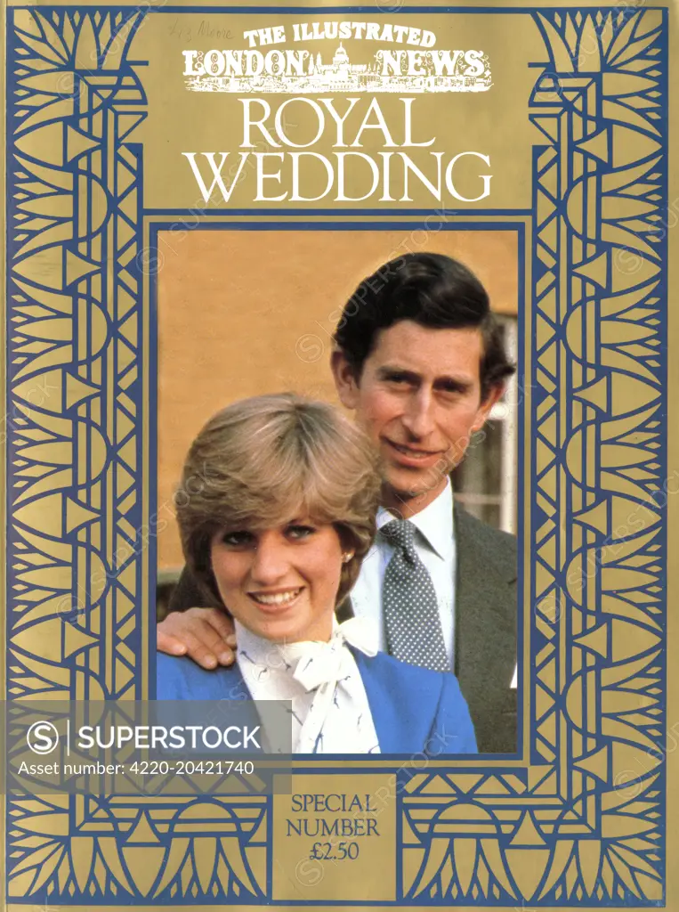 Front cover of The Illustrated London News celebrating the marriage of Prince Charles, Prince of Wales to Lady Diana Spencer at St Paul's Cathedral on 29 July 1981.  The photograph is from the announcement of their engagement, 24 February 1981.      Date: 1981