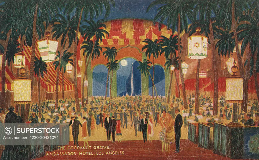 Cocoanut Grove, Ambassador Hotel, Los Angeles, California, USA, for dining, dancing and entertainment.   20th century