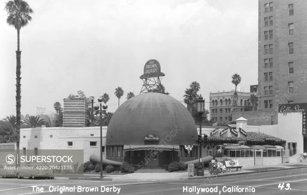 The Original Brown Derby Restaurant, Wilshire Boulevard, Hollywood, Los Angeles, California, USA.   20th century