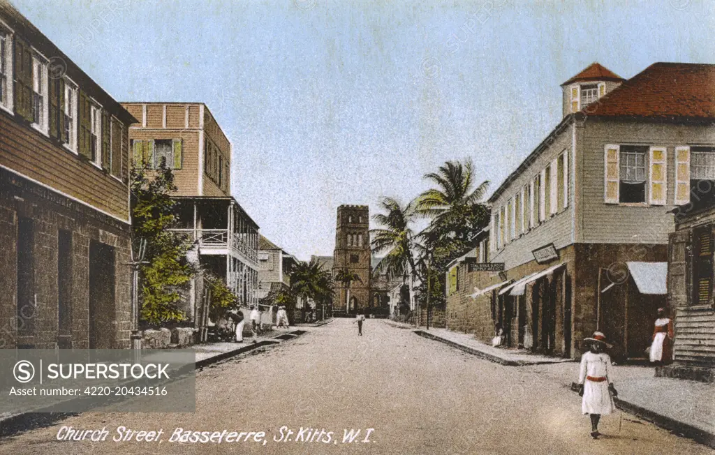 St. Kitts, West Indies - Church Street, Basseterre     Date: circa 1905