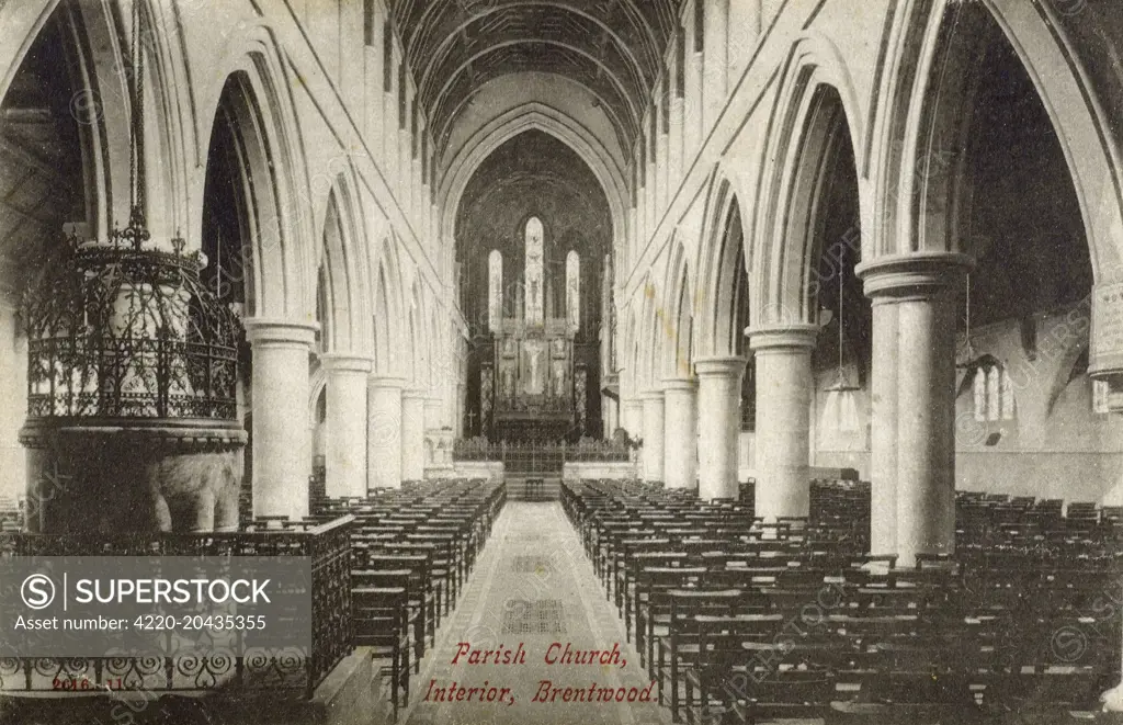 Interior of St Thomas The Martyr Church, Brentwood, Essex     Date: circa 1904