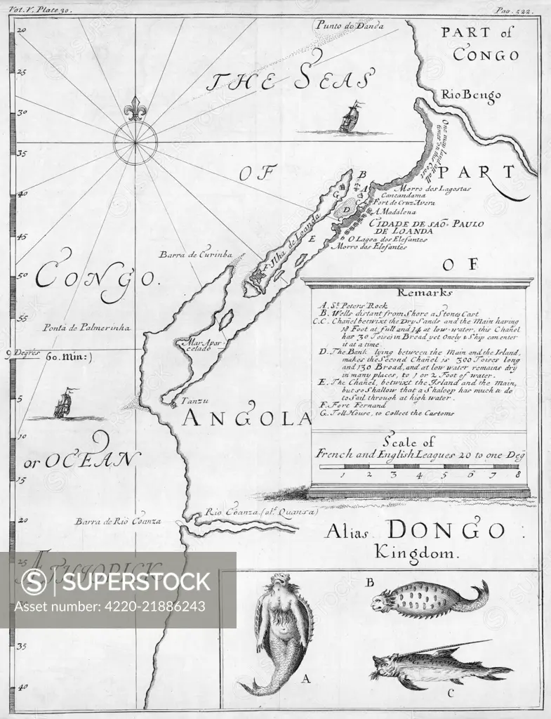  Map of Angola, with a mermaid        Date: 1714