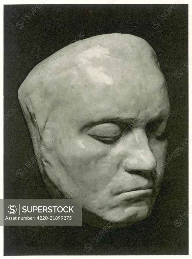 Ludwig van Beethoven (1770-1827) - Death mask of the German Composer.       Date: circa 1826