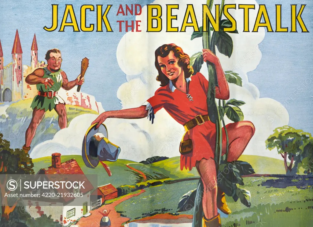 Poster for Jack and the Beanstalk, advertising a pantomime.      Date: circa 1930s