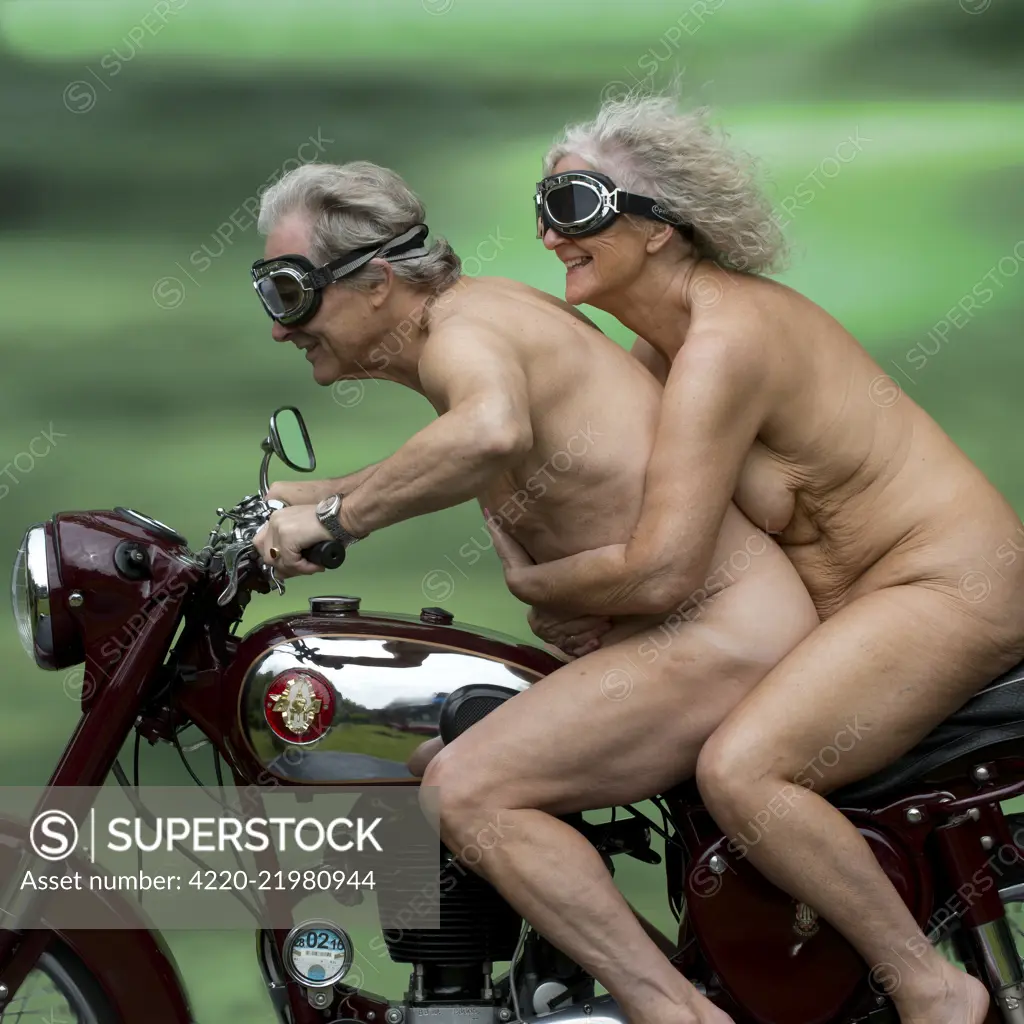 Nude on a motorbike