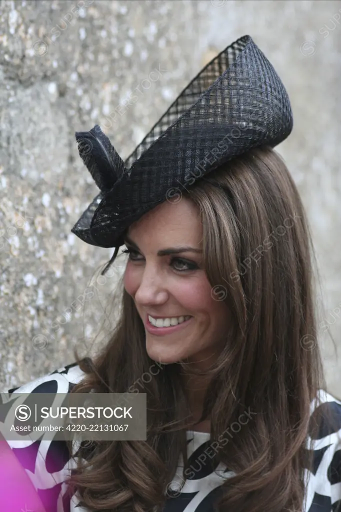 Kate Middleton, Duchess of Cambridge, at Sam Waley-Cohen's wedding, Lambourn, Berkshire, England.  11 June 2011