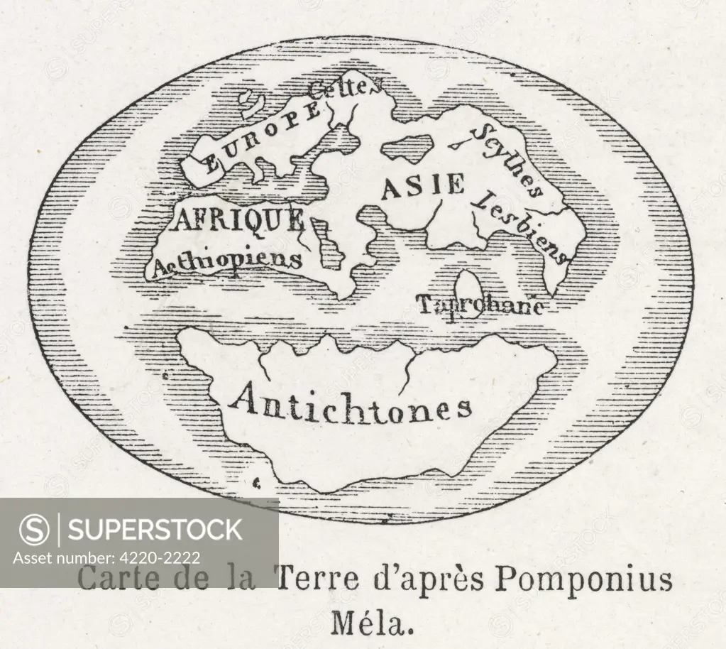 World Map as known to Pomponius Mela, Roman geographerDate: circa 50
