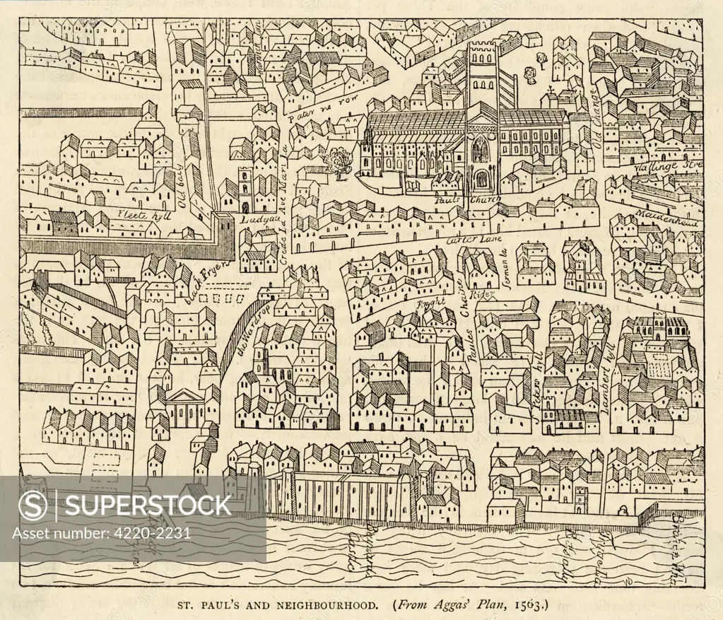 Map of St Pauls and area in 1563 Date: 1563