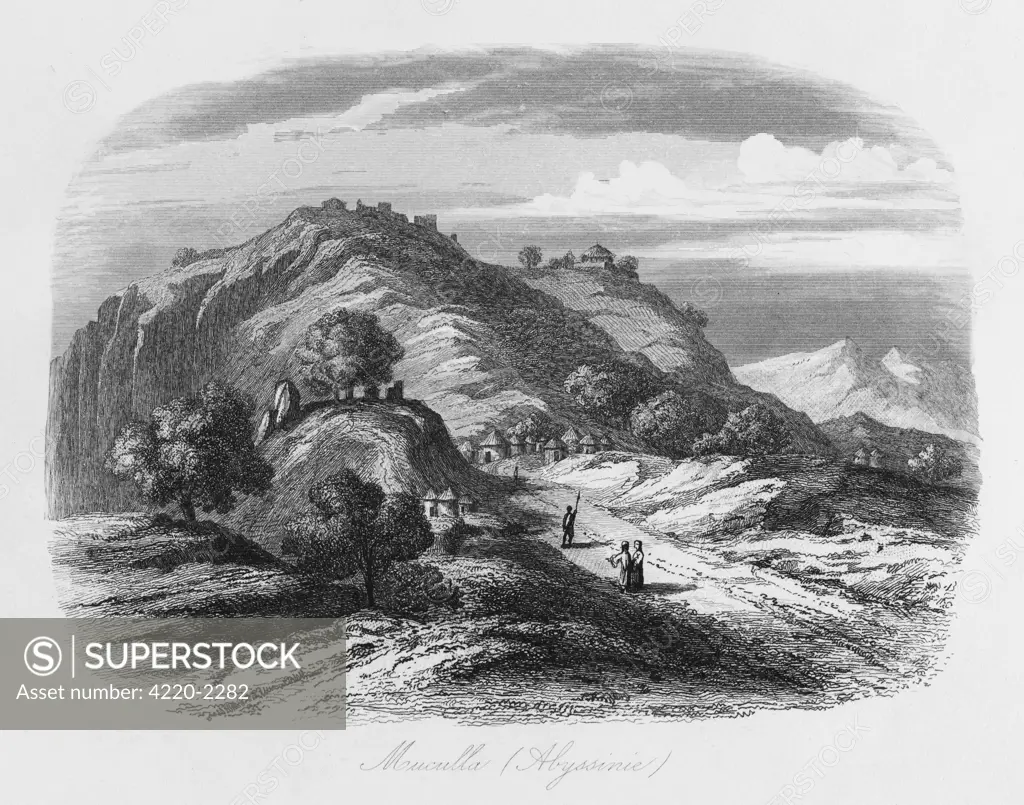A view of Mekele (Mekelle), Tigray, northern Ethiopia.Date: 1846