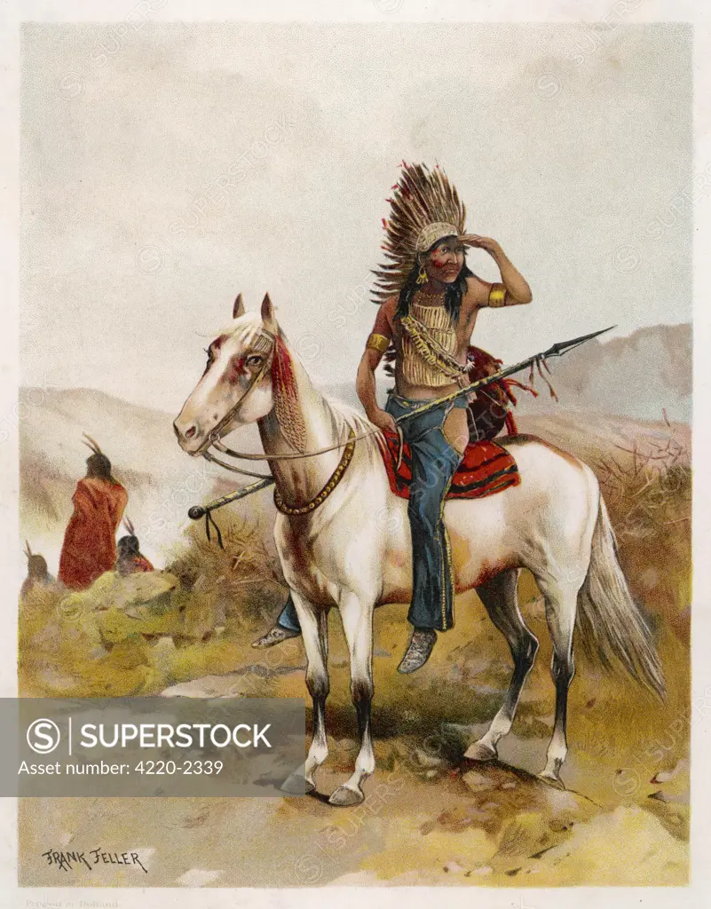 Sioux chief on his horseDate: circa 1880