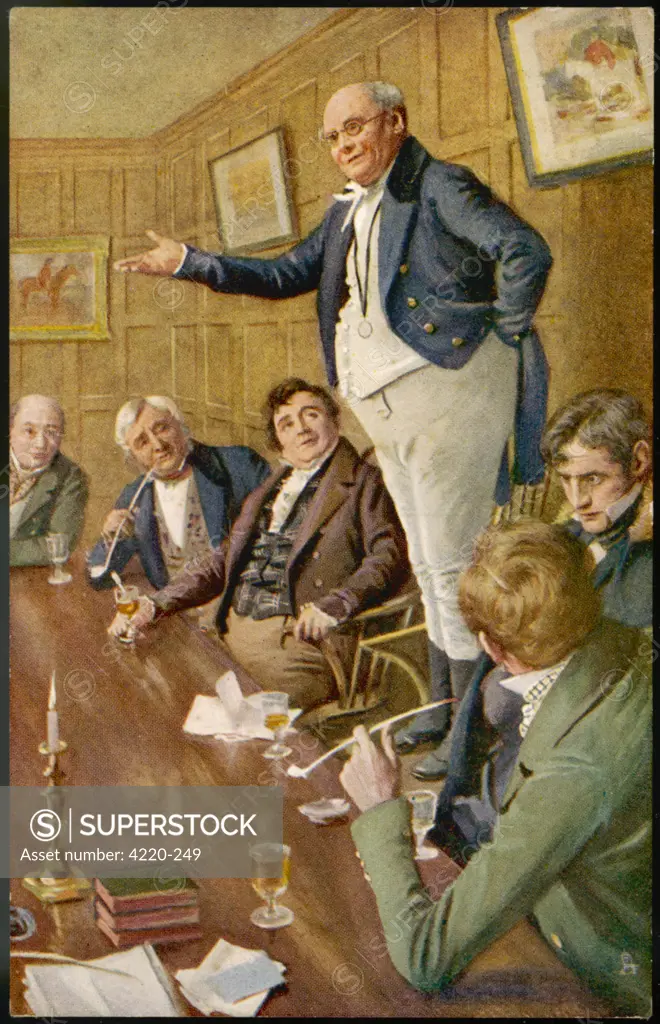Mr Pickwick addresses the club          Date: First published: 1836-37