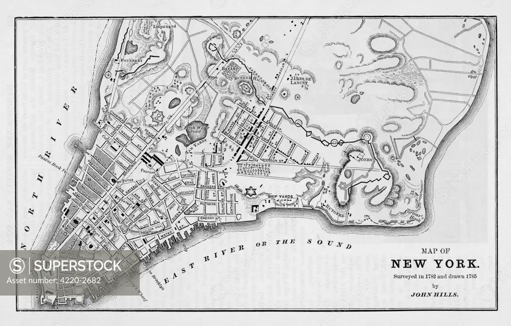 A map of New York.Date: 1782-5