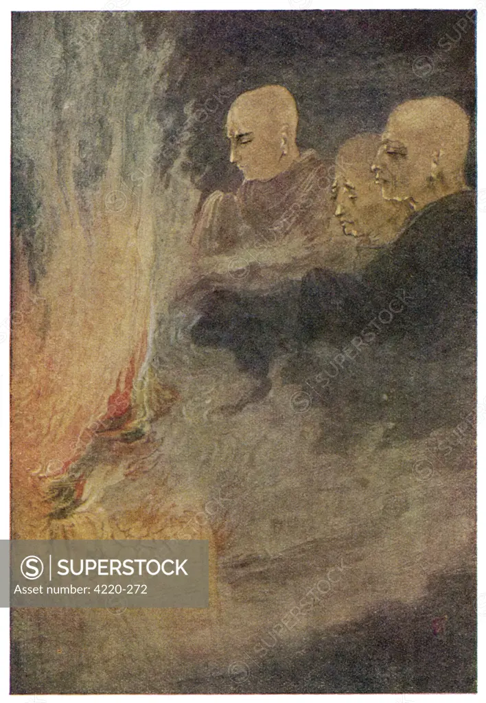 The Final release  (parinirvana) The death of Buddha. His  funeral pyre spontaneously  combusts.