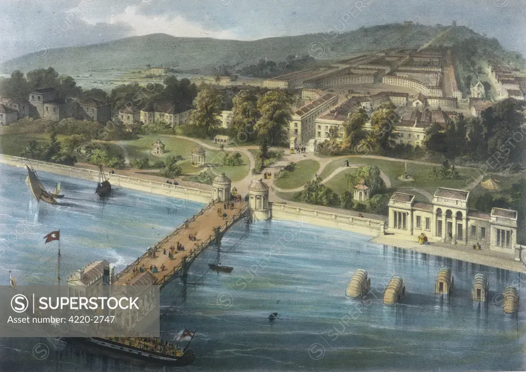 Gravesend, Kent:proposed development at Milton-on-Thames at the Royal Terrace Pier and Gardens Date: circa 1840