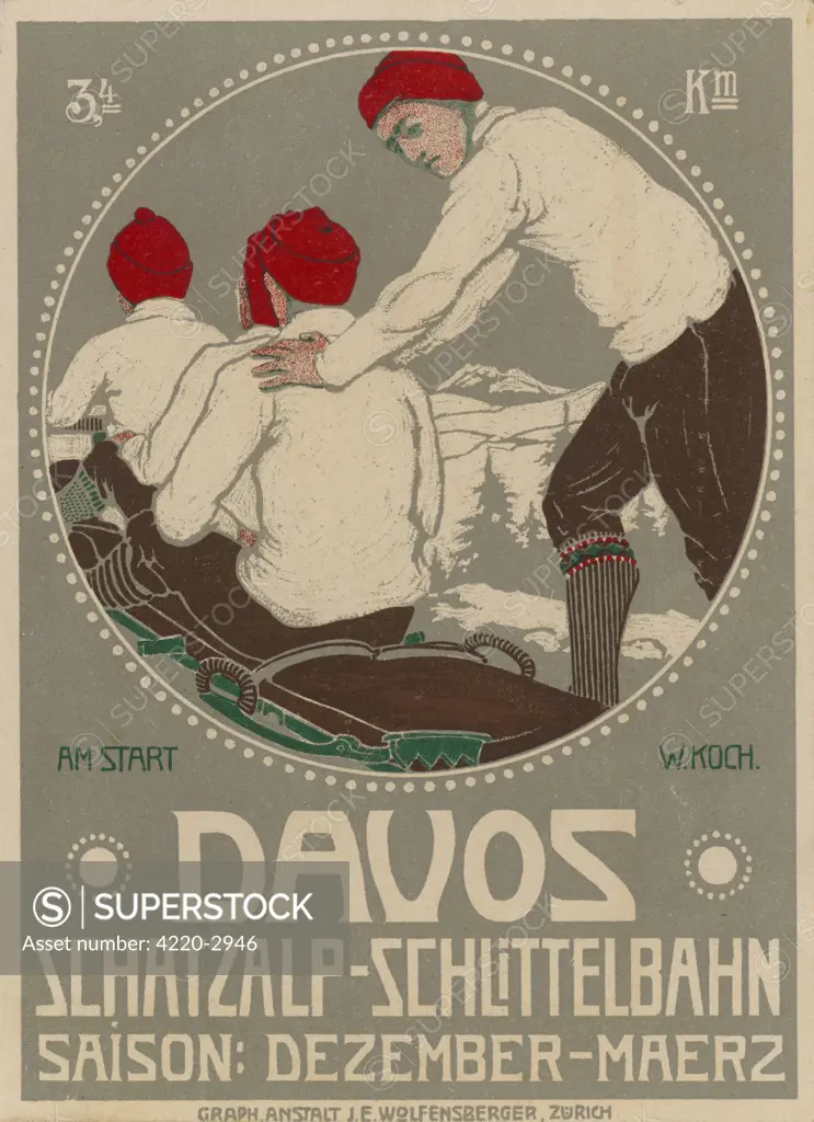 A brochure design for theKaiser Wilhelm II toboggancontest at Davos, Switzerland.Date: 1910