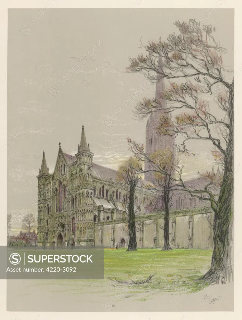 Salisbury Cathedral,Wiltshire.Date: 1924