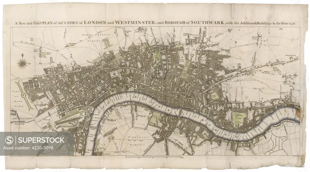 London still surrounded byfields, with Tyburn