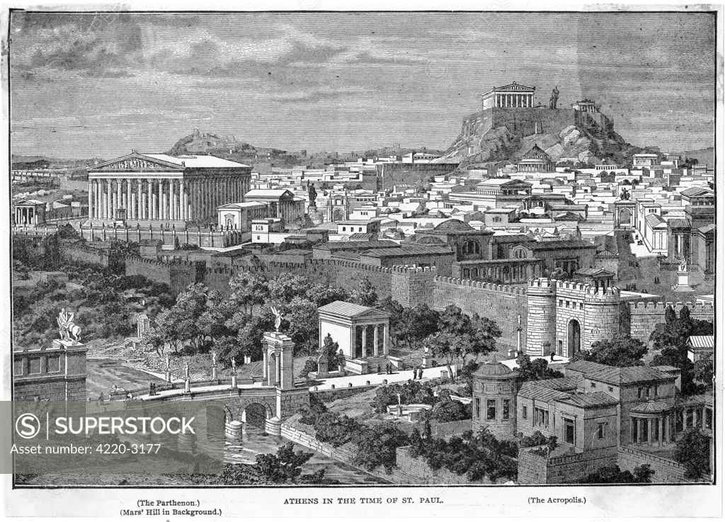 Reconstruction of Athens as itappeared at the time of SaintPaul's preaching.Date: 1st century