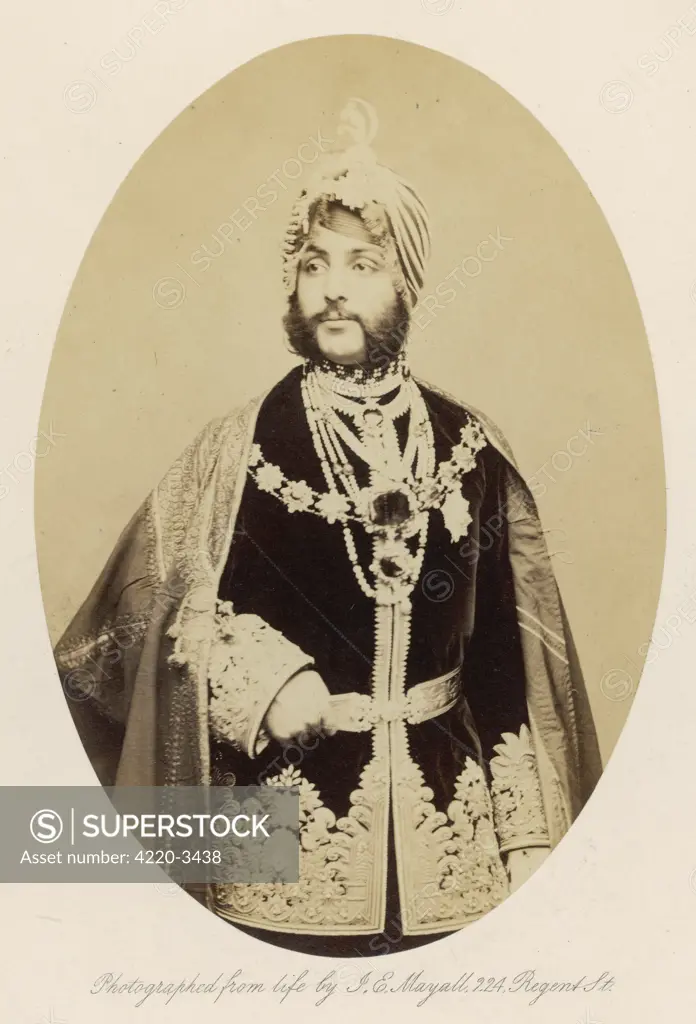 DHULEEP SINGH  Briefly the Sikh Maharaja of  Lahore; after annexation by  the British, he became a  Christian and lived in England     Date: 1837 - 1893