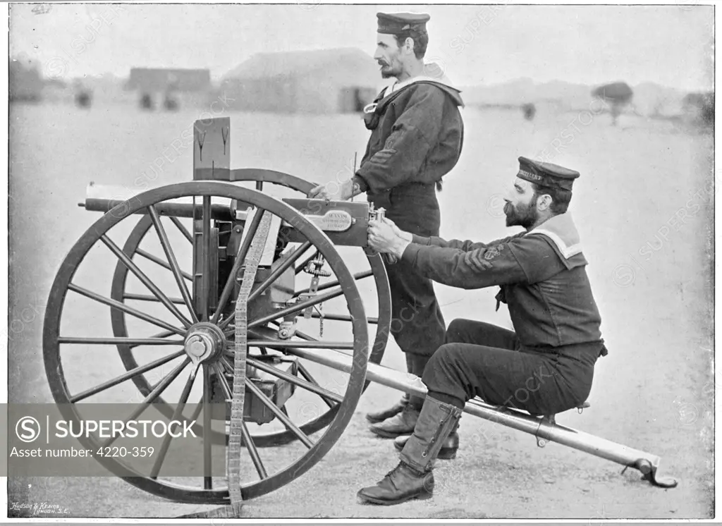 THE MAXIM GUN used by Petty Officers of the  Royal Navy's HMS 'Excellent'         Date: 1895