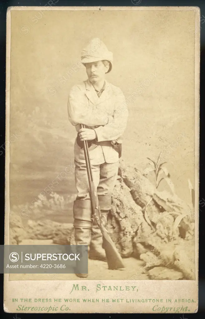 HENRY MORTON STANLEY  British journalist and  explorer, in the clothes  he wore to meet Livingstone  in 1871     Date: 1841 - 1904