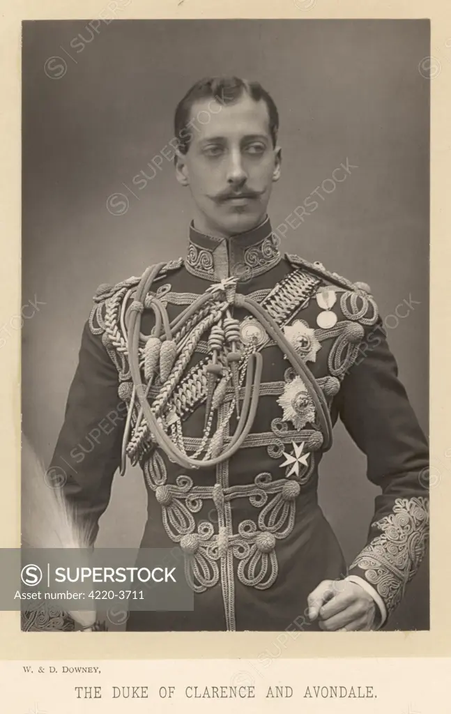 ALBERT VICTOR, DUKE OF CLARENCE AND AVONDALE  Elder son of Edward VII, died  of pneumonia aged 28.      Date: 1864 - 1892