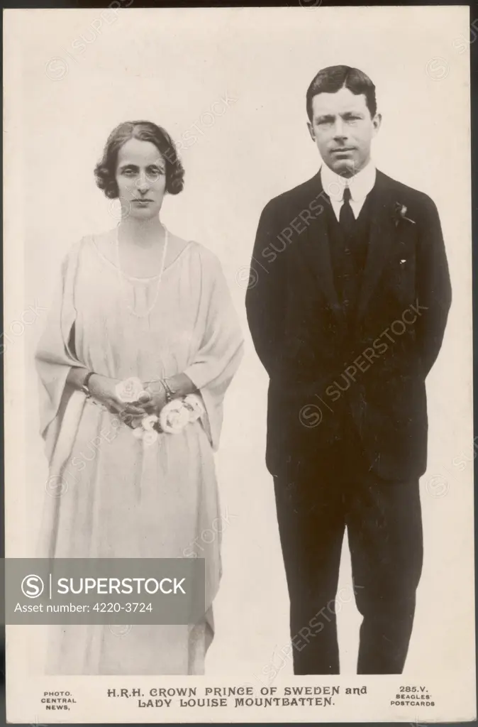GUSTAV VI as Crown Prince  King of Sweden (1950-73)  with his second wife Louise  of Battenberg (1889-1965)      Date: 1882 - 1973