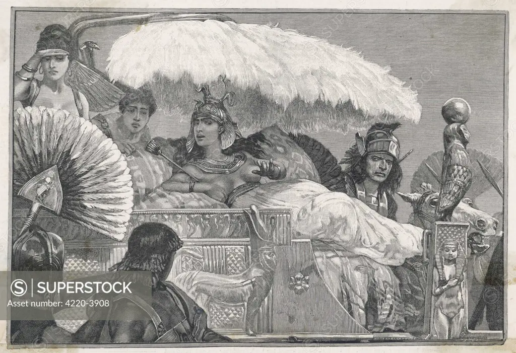 CLEOPATRA VII in sumptuous carriage with attendants