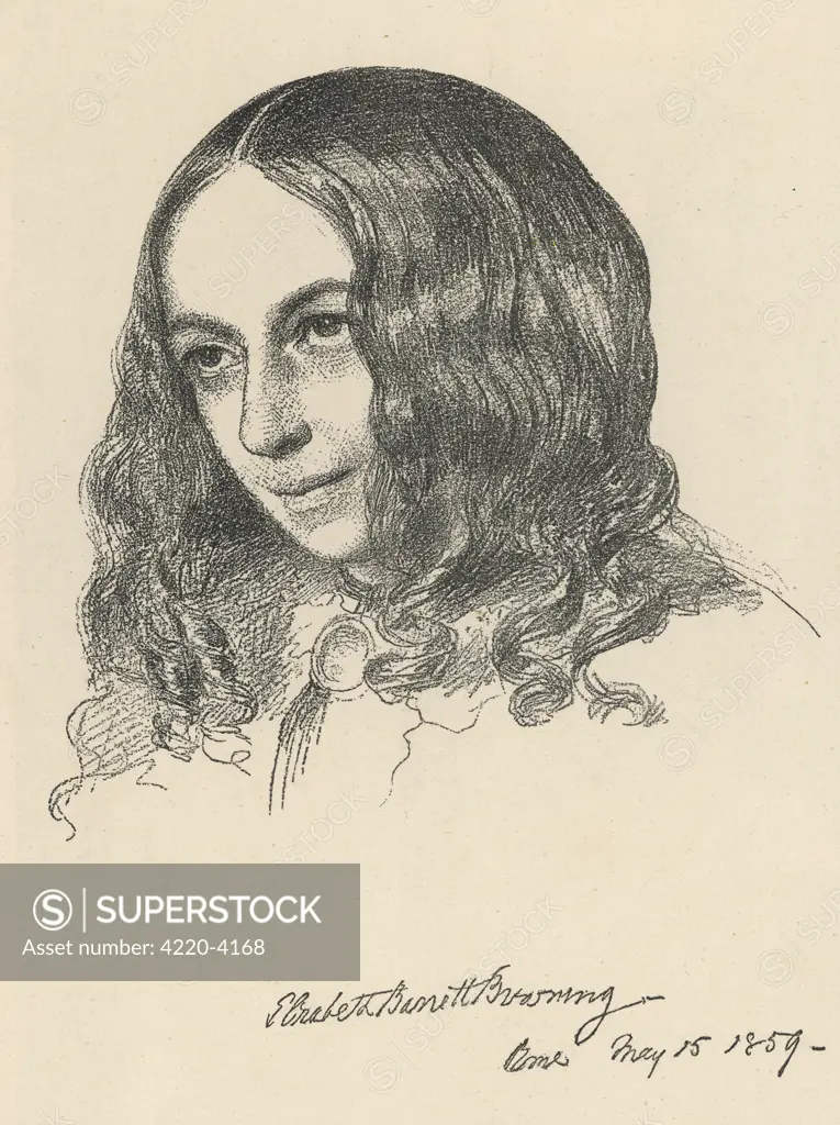 ELIZABETH BARRETT BROWNING  Writer; in Rome, 15 May 1859.