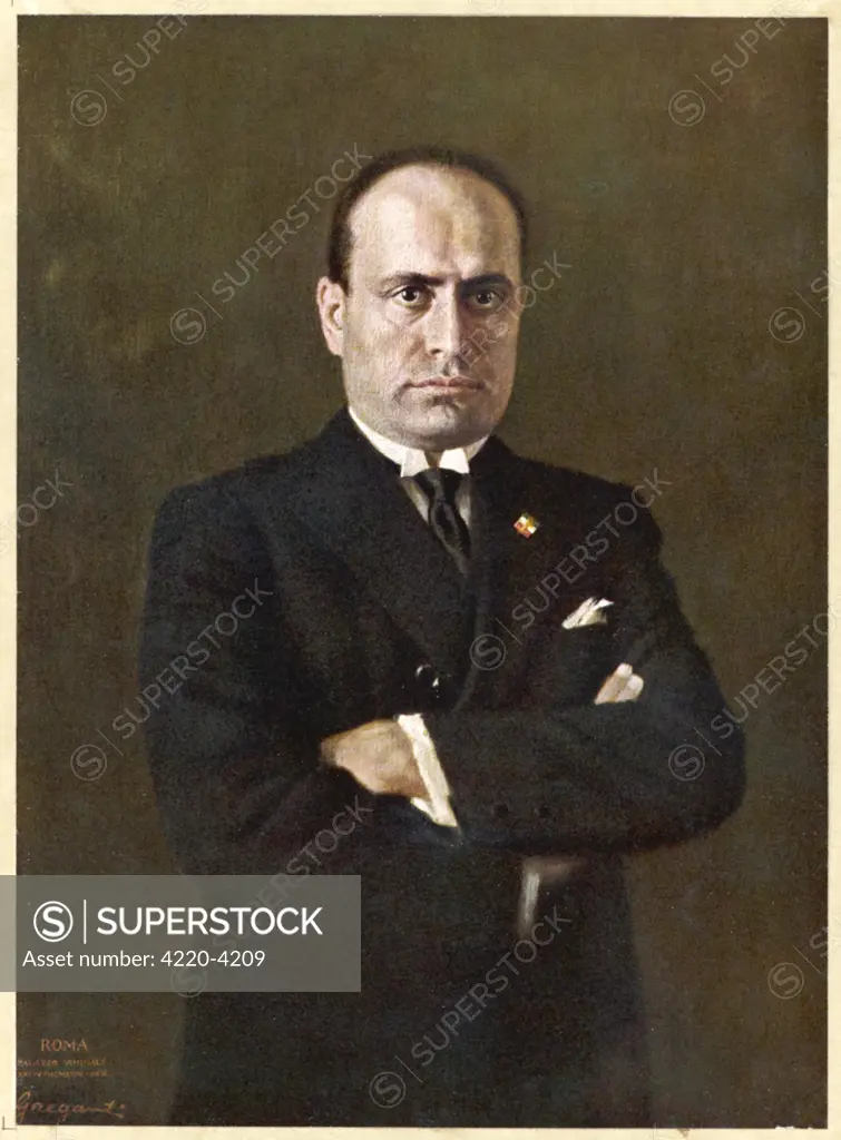 BENITO MUSSOLINI  Italian dictator  Colour portrait