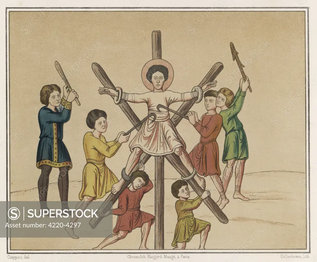 Saint ANDREW is crucified