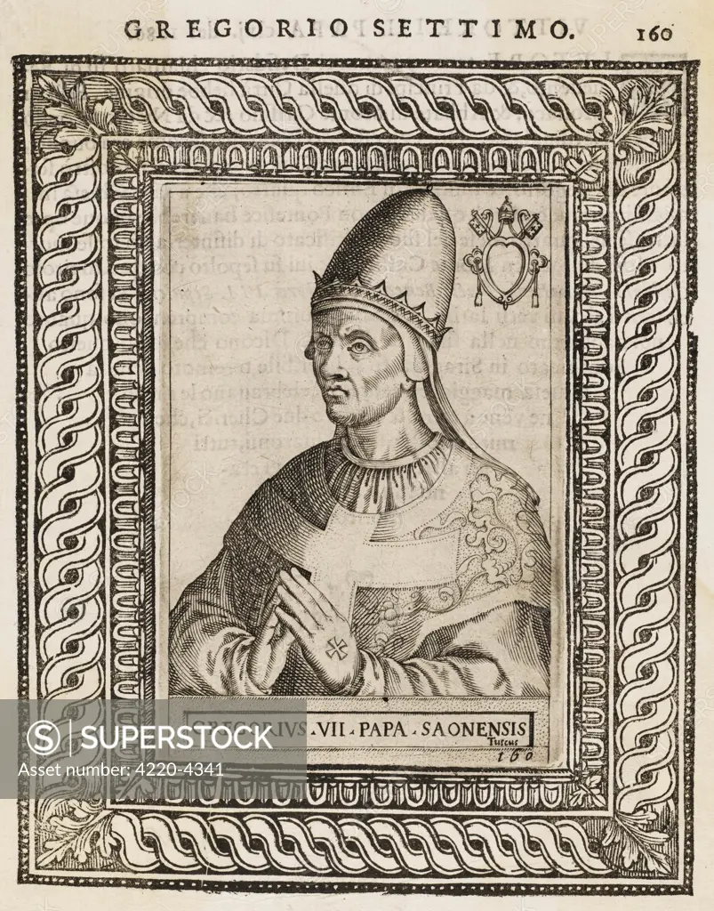 POPE GREGORIUS VII (Hildebrand) pope and saint, noted for his  quarrel with emperor Heinrich  IV whom he compelled to stand  in penance at Canossa