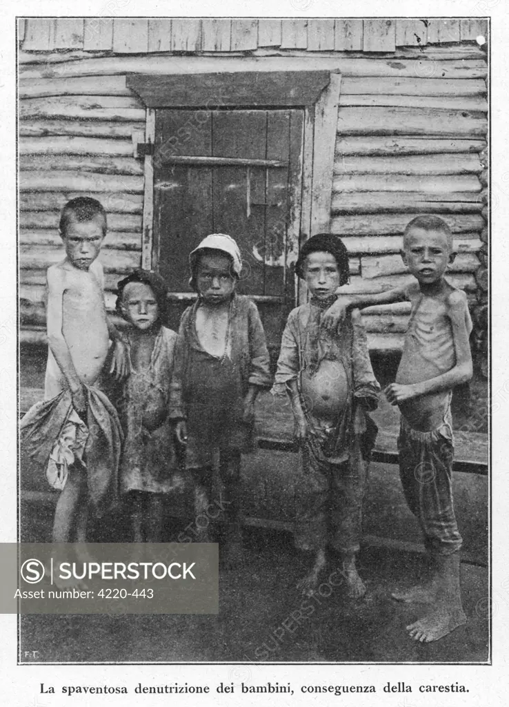 Starving and ragged children  during the Russian famine         Date: 1922