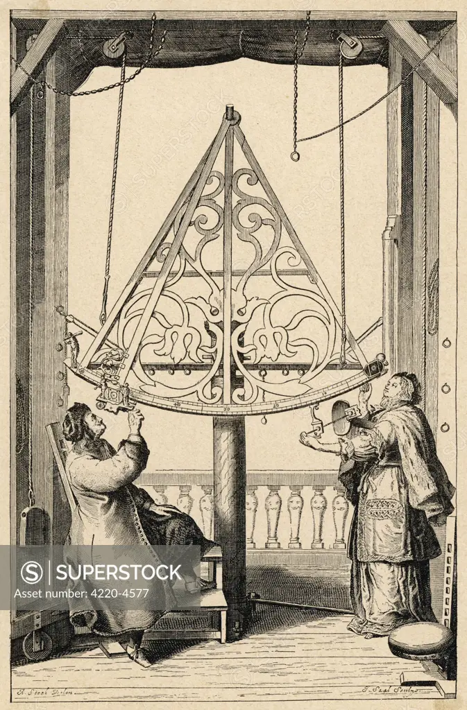 JOHANNES HEVEL Known as HEVELIUS  German-Polish astronomer, and  his wife observe the stars