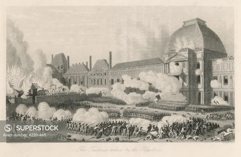 Attack on the Tuileries Palace in Paris during the French Revolution