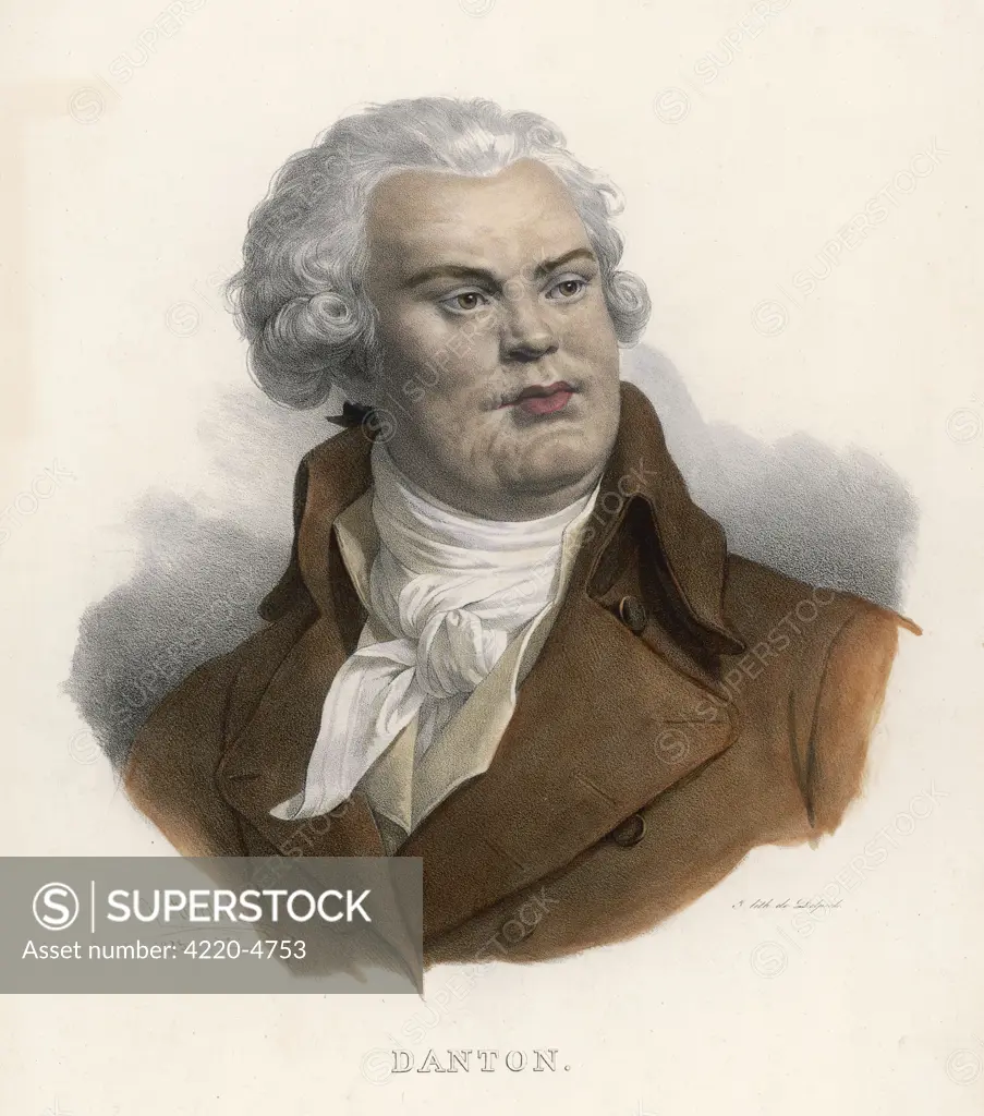 GEORGES JACQUES DANTON (1759 - 1794) a superb lithograph of the  French Revolutionary leader,  warts (or rather, smallpox)  and all