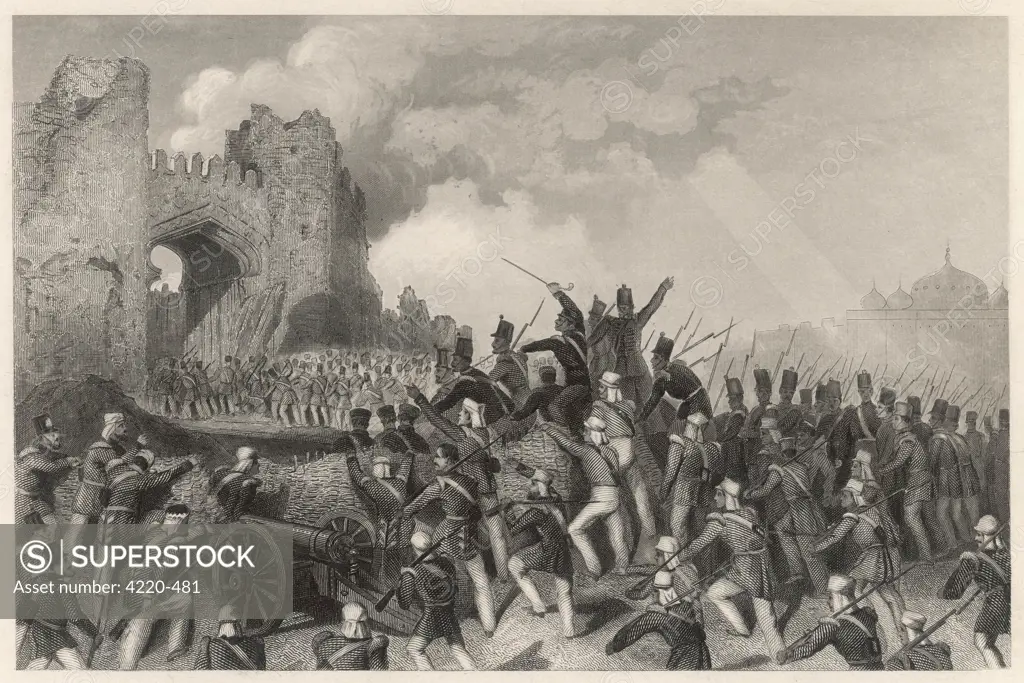 Mutiny - Assault of Delhi - Capture of the Cashmere Gate.