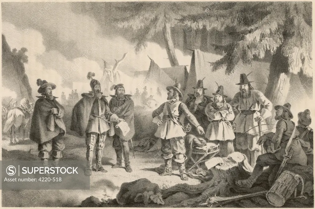 Gustav Vasa (King Gustav I of Sweden) confronting the rebel leader, Nils Dacke.