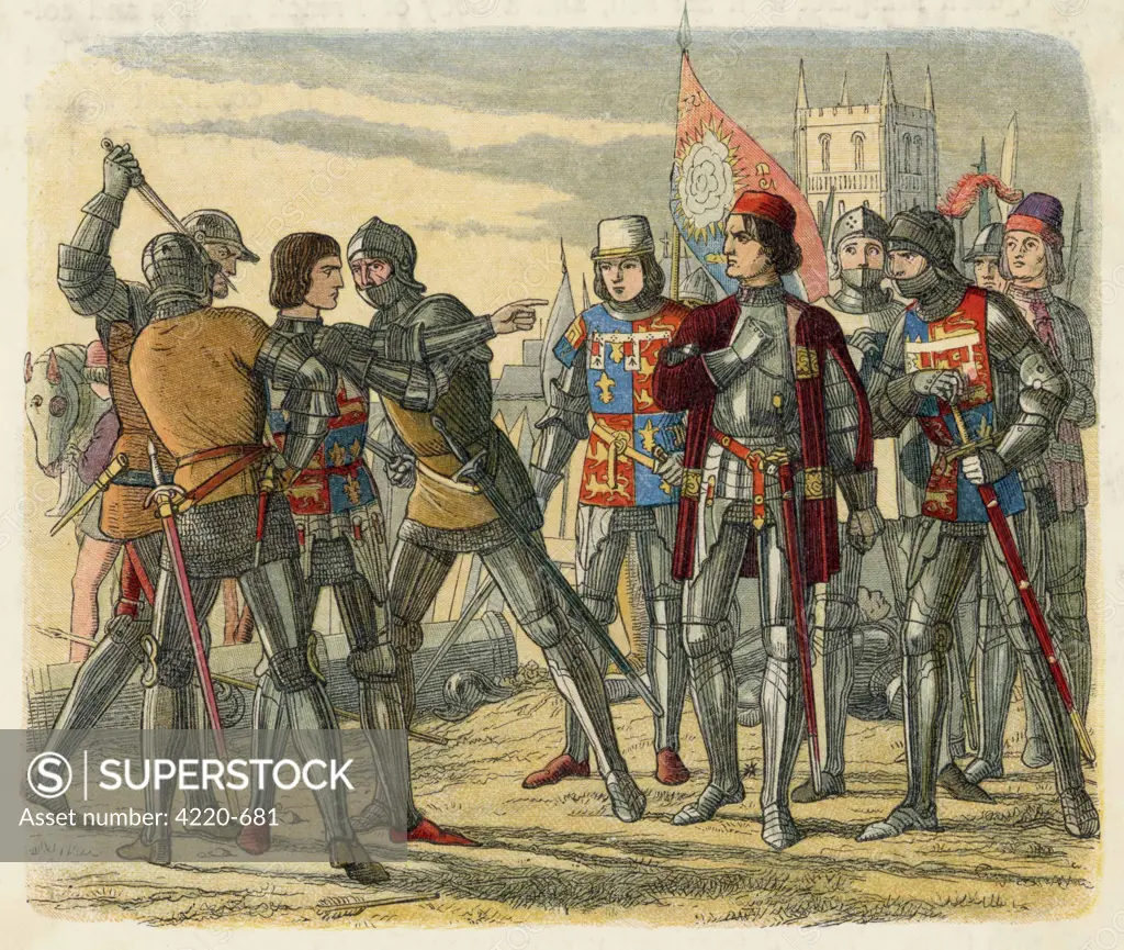 Edward, Prince of Wales (son  of Henry VI) is murdered by  Edward (son of Richard duke of  York and later Edward IV)  after the Yorkist victory at  Tewkesbury