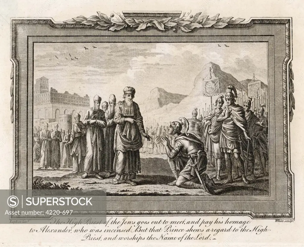ALEXANDER THE GREAT in 331 BC and Jewish High Priest show mutual respect