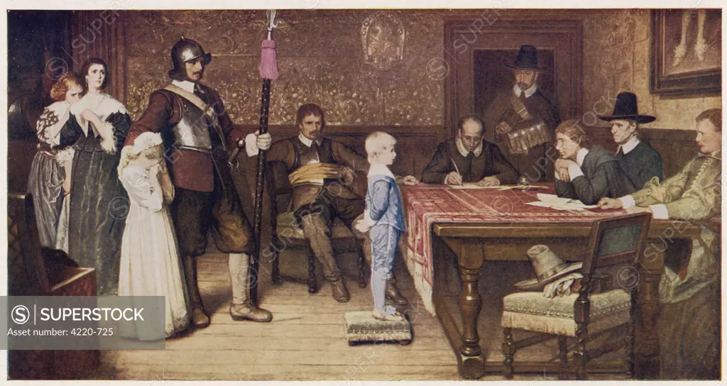 WHEN DID YOU LAST SEE YOUR  FATHER.  Parliamentary supporters  interrogate the child of a  Royalist.