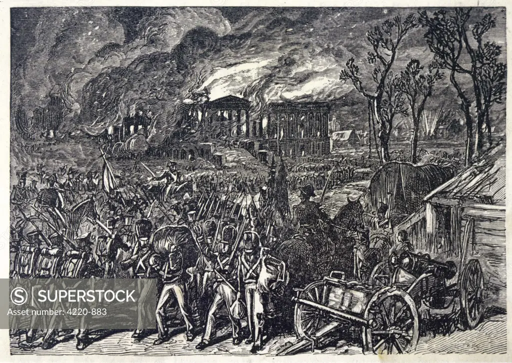 The capture and burning of  Washington by British troops