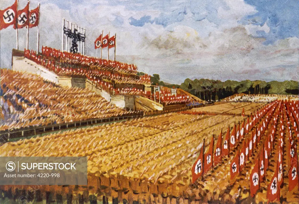 Artist's impression of the Zeppelin-field during a Nuremberg Rally.