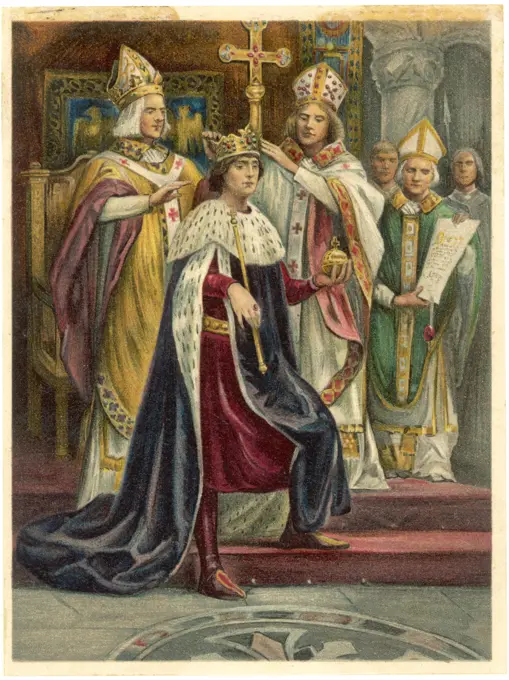 EDWARD I crowned at  Westminster by Robert  Kilwardby, Archbishop of  Canterbury       Date: 19 August 1274