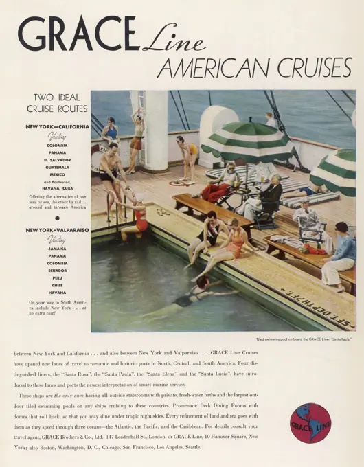 Advertisement for Grace Line  cruises         Date: 1935
