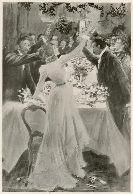 A festive toast at a dinner  party to celebrate Christmas and the New Year.        Date: 1899